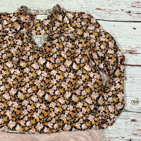 The Westside Floral Autumn Ruffle Trim Peasant Blouse - Picture 6 of 8